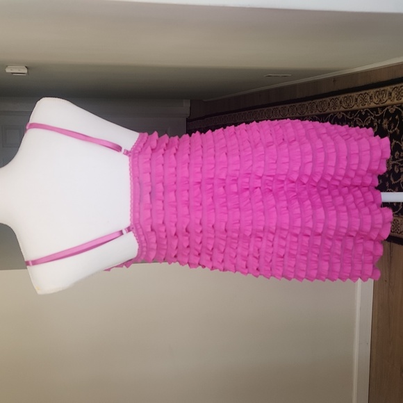 Bisou Bisou by Michele Bohbot Vintage Y2K Pink Ruffle Dress Slip M - Picture 6 of 14